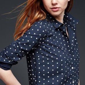 Gap Navy/White Polka Dot Button Down NEW with Tag